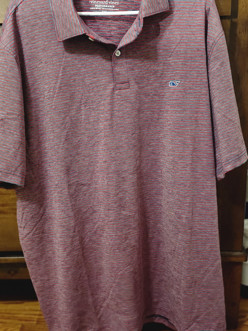 Vineyard Vines Men's Bradley Stripe Performance Polo Deep BAY/ lighthouse